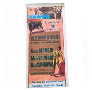 Vintage matador bull fighter ad print on wood art wall hanging conquistador